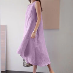 Women's Casual Dress Cotton Linen Dress Swing Dress Maxi Long Dress Cotton Blend Casual Daily Holiday Vacation Crew Neck Pocket Asymmetric Sleeveless Summer Spring 2023 Loose Fit Yellow Dark Green -Slay Clothing Shop 7f0bf17f f0ff 457c bed4 3e9dcfc3c1f2