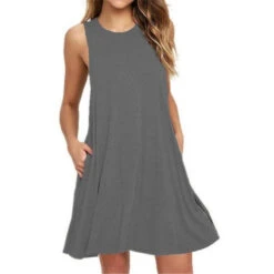 Women's Casual Dress Tank Dress Mini Dress Light Coffee Black Dark Red Sleeveless Plain Summer Spring Crew Neck Basic 2023 S M L XL 2XL
