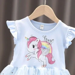 Kids Little Girls' Dress Unicorn A Line Dress Daily Holiday Mesh Print Blue Pink Knee-length Short Sleeve Princess Sweet Dresses Spring Summer Regular Fit 2-8 Years -Slay Clothing Shop 805c7dcf 9a3a 461b 82ce c12f61064455