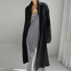 Women's Linen Dress Shirt Dress Casual Dress Maxi Long Dress Winter Dress Daily Holiday Polyester Casual Mature Shirt Collar Button Up Zipper Long Sleeve Summer Spring Loose Fit Pure Color -Slay Clothing Shop 814357ec 5277 4444 badf 2b8e33d1c2e2