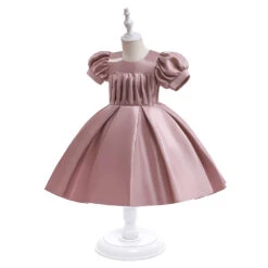 Kids Girls' Party Dress Solid Color Short Sleeve Performance Birthday Zipper Puff Sleeve Adorable Princess Polyester Cotton Blend Knee-length Party Dress Summer Spring Fall 3-10 Years Champagne Pink -Slay Clothing Shop 81aed410 6155 4165 aa92 5dc74b61b4d6