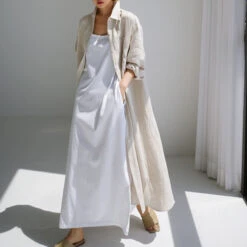 Women's Cotton Linen Dress Casual Dress Swing Dress Maxi Long Dress Cotton Blend Stylish Casual Winter Dress Daily Holiday Shirt Collar Button Pocket Long Sleeve Summer Spring Fall 2022 Loose Fit -Slay Clothing Shop 8286a14b 5ca6 4a08 a990 86f3094cfc9b