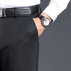 Men's Dress Pants Trousers Pocket Straight Leg Solid Colored Comfort Wedding Office Business Streetwear Casual Black Deep Blue Micro-elastic -Slay Clothing Shop 8478b9b0 5e83 4e4c b7ba 5a9760a799e3