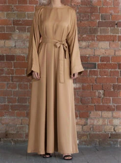 Women's Casual Dress Swing Dress Kaftan Dress Long Dress Maxi Dress Dark Brown Wine Black Long Sleeve Pure Color With Belt Winter Fall Spring Crew Neck Muslim Winter Dress Daily Vacation Loose Fit -Slay Clothing Shop 855de47e 4f79 4d2f a2f7 5006ab890565