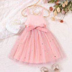 Kids Girls' Dress Solid Color Sequin Sleeveless School Adorable Daily Cotton Knee-length Summer Dress Summer Spring 3-7 Years Black Pink Purple