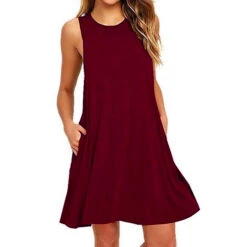 Women's Casual Dress Tank Dress Mini Dress Light Coffee Black Dark Red Sleeveless Plain Summer Spring Crew Neck Basic 2023 S M L XL 2XL -Slay Clothing Shop 879d9bba 5502 4b6e 87a1 d6667c3c9455