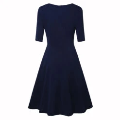 Women's Wedding Guest Dress Swing Dress A Line Dress Midi Dress Navy Blue Green Beige Half Sleeve Pure Color Lace Up Summer Spring Crew Neck Work Party Vacation 2023 S M L XL XXL -Slay Clothing Shop 880835f1 dc1c 4882 baee 175e445e2dc8