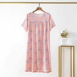 Cotton Silk Nightdress Women's Summer Thin Section Large Size Cartoon Short-sleeved Pajamas Artificial Cotton Long Dress Outerwear Home Service -Slay Clothing Shop 8a50af79 8b88 4975 a7f1 37fc2db72b68