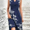 Women's Floral Print V Neck Midi Dress Daily Date Sleeveless Summer Spring