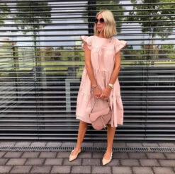 Women's Plaid Dress Swing Dress Graphic Plain Ruffle Crew Neck Midi Dress Basic Romantic Daily Holiday Short Sleeve Loose Fit Black White Pink Summer Spring S M L XL XXL -Slay Clothing Shop 8ce27a18 82ad 4469 a74d 2b76be5a5b4a