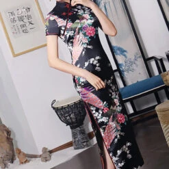 Women's Cheongsam Floral Mandarin Collar Chinoiserie Dress Long Dress Maxi Dress Light Pink Black Blue Short Sleeve Spring Summer Weekend S M L XL XXL 3XL 4XL 5XL 6XL -Slay Clothing Shop 8d132f92 3f39 4a6c 90c7 53d8cce8109f