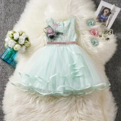 Kids Little Girls' Dress Flower Swing Dress Party Birthday Daily Lace Ruffle Mesh Green White Pink Sleeveless Cute Princess Sweet Dresses Spring Summer 2-6 Years -Slay Clothing Shop 8da88d3a f66f 4bdf aafb 009d3964832c
