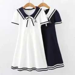 Kids Girls' Dress Solid Color Short Sleeve Casual Cute Adorable Cotton Knee-length Summer Dress Summer Spring 3-13 Years White Royal Blue