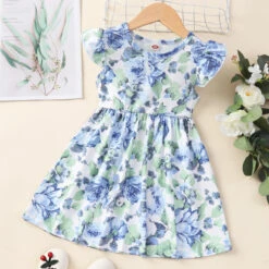 Kids Girls' Floral Dress Flower Short Sleeve Casual Adorable Daily Cotton Above Knee Casual Dress A Line Dress Floral Dress Summer Spring 1-6 Years Multicolor Black White -Slay Clothing Shop 8e78653e be2e 443b a346 f05d96fb7db1