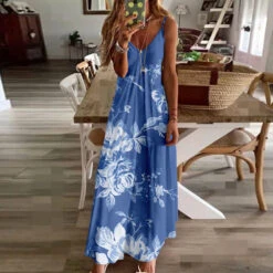 Women's Floral Slip Dress V Neck Long Dress Maxi Dress Light Pink Light Green Fuchsia Sleeveless Print Spring Summer Slim 2023 S M L XL XXL