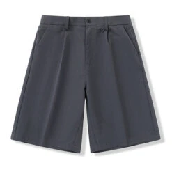 Men's Shorts Dress Shorts Bermuda Shorts Work Shorts Pocket Plain Comfort Breathable Outdoor Daily Going Out Fashion Casual Black Light Grey