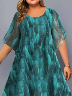 Women's Plus Size Casual Dress Chiffon Dress A Line Dress Graphic Midi Dress Half Sleeve Print Crew Neck Fashion Daily Blue Summer Spring L XL XXL 3XL 4XL -Slay Clothing Shop 9122245c 1c50 4c75 b931 fe314555d9d0