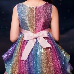 Kids Girls' Dress Sequin Colour Sleeveless Wedding Party Birthday Patchwork Bow Princess Sweet Polyester Asymmetrical Tulle Dress Flower Girl's Dress Summer Spring 4-12 Years Multicolor Pink Purple -Slay Clothing Shop 914a48a9 de27 4420 a2ec a825771e8932