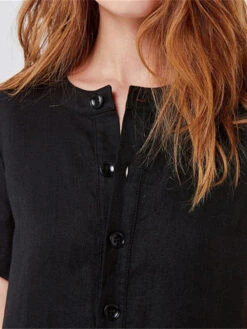 Women's Casual Dress Cotton Linen Dress Shift Dress Midi Dress Linen Cotton Blend Basic Modern Outdoor Daily Vacation Crew Neck Button Pocket Short Sleeve Summer Spring 2023 Loose Fit Black Wine -Slay Clothing Shop 920e92d7 5852 4dc1 9662 a20dc11461a0