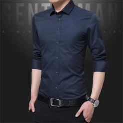 Men's Dress Shirt Button Up Shirt Wine Sea Blue Black Long Sleeve Solid / Plain Color Turndown Summer Spring Wedding Formal Evening Clothing Apparel Buckle -Slay Clothing Shop 929a9c0f b117 49e7 9813 25617909a535