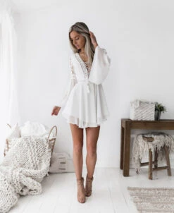 Women's Party Dress Lace Dress White Dress Mini Dress Black White Wine Long Sleeve Pure Color Lace Summer Spring V Neck Hot Winter Dress Fall Dress Slim 2023 S M L XL XXL -Slay Clothing Shop 92bf64cf 6310 4076 870f 55d2c68980a3