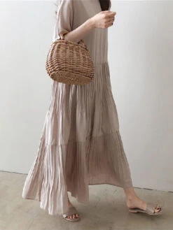 Women's Casual Dress Cotton Linen Dress Swing Dress Maxi Long Dress Cotton Blend Basic Casual Outdoor Daily Vacation Crew Neck Pocket Short Sleeve Summer Spring 2023 Loose Fit Black Navy Blue Sky Blue -Slay Clothing Shop 9453016a 93c1 4dfe a557 9475f6d1b8a3