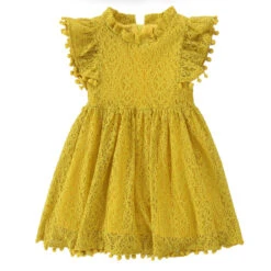 Kids Girls' Dress Party Dress Solid Color Short Sleeve Wedding Special Occasion Birthday Lace Ruffle Elegant Fashion Princess Cotton Lace Knee-length Lace Dress Party Dress A Line Dress Summer Spring -Slay Clothing Shop 948f596a 80f6 426b abaf 8802ff163167