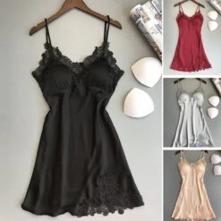 Women's Pajamas Nightgown Dress Pure Color Simple Casual Soft Home Daily Bed Satin Breathable Straps Sleeveless Backless Summer Spring Silver Black