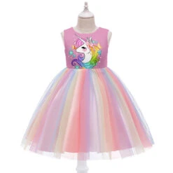 Kids Girls' Dress Unicorn Sleeveless Performance Party Fashion Adorable Polyester Knee-length A Line Dress Tulle Dress Summer 4-12 Years Pink Red Purple