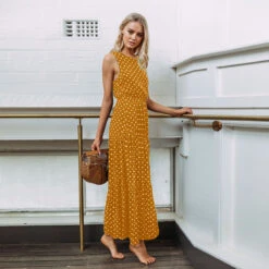 Women's Casual Dress Swing Dress Boho Dress Maxi Long Dress Black Yellow Navy Blue Sleeveless Polka Dot Ruched Summer Spring Fall Crew Neck Fashion Birthday Vacation Summer Dress 2023 S M L XL XXL -Slay Clothing Shop 97ea1cc6 11b5 4bb3 8ebd 0e719511ec6a
