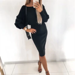 Women's Party Dress Sweater Dress Work Dress Midi Dress Black Khaki Grey Long Sleeve Pure Color Knit Spring Fall Off Shoulder Fashion Office 2023 XS S M L XL 2XL 3XL -Slay Clothing Shop 98ee283e 57ab 4923 83e7 ddc6d093762e