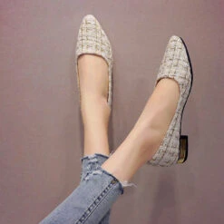 Women's Flats Bling Bling Shoes Dress Shoes Plus Size Outdoor Office Daily Plaid Block Heel Low Heel Pointed Toe Elegant Classic Casual Walking Glitter Synthetics Loafer Black White Blue -Slay Clothing Shop 9a78f593 32a4 4b90 9b07 6a81f7444064