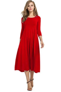 Women's Casual Dress Summer Dress Graphic Plain Ruched Crew Neck Midi Dress Elegant Casual Work Daily 3/4 Length Sleeve Regular Fit Black Red Red Wine Fall Winter S M L XL XXL -Slay Clothing Shop 9a9c8dc1 35e7 4d21 8ed1 c9bcb70e0070