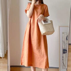 Women's Casual Dress Shift Dress Midi Dress Pink Navy Blue Blue Short Sleeve Pure Color Pocket Spring Summer Crew Neck Basic Daily Weekend Spring Dress -Slay Clothing Shop 9bd8f71f f0a7 4991 9c27 b837a7d719ca