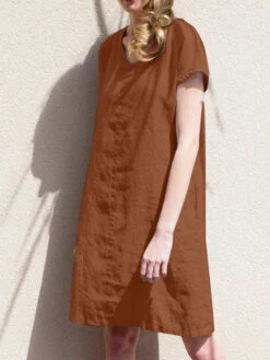 Women's Casual Dress Shift Dress Summer Dress Plain Loose V Neck Mini Dress Active Basic Outdoor Street Short Sleeve Loose Fit Brown Green Dark Blue Summer Spring S M L XL XXL -Slay Clothing Shop 9bf26d84 33df 4ff3 9fba 2127f16c45d0