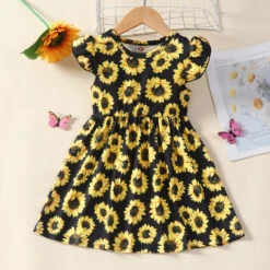 Kids Girls' Floral Dress Flower Short Sleeve Casual Adorable Daily Cotton Above Knee Casual Dress A Line Dress Floral Dress Summer Spring 1-6 Years Multicolor Black White -Slay Clothing Shop 9e1182a5 18c2 47cb b6e3 6a873060ed4c