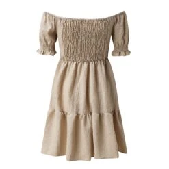 Women's Casual Dress Swing Dress White Dress Mini Dress Black White Beige Short Sleeve Pure Color Ruched Summer Spring Off Shoulder Elegant 2023 S M L XL -Slay Clothing Shop 9f22fb44 3a8f 42d6 84f3 5364c2a6ab5d