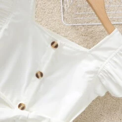 Kids Girls' Dress Solid Colored Short Sleeve Daily Holiday Lace Up Ruched Cute Beautiful Polyester Above Knee A Line Dress Summer 4-12 Years White -Slay Clothing Shop a1a47a2f 096b 4b01 89f8 fa8a8de656ed