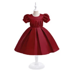 Kids Girls' Party Dress Solid Color Short Sleeve Performance Birthday Zipper Puff Sleeve Adorable Princess Polyester Cotton Blend Knee-length Party Dress Summer Spring Fall 3-10 Years Champagne Pink -Slay Clothing Shop a33807fd 8f5e 4b1a b29a 5bc03be93e74