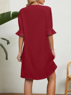 Women's Casual Dress Summer Dress Mini Dress Ruffle Daily Date Going Out Fashion Basic Split Neck Half Sleeve 2023 Loose Fit Black White Wine Color S M L XL XXL Size -Slay Clothing Shop a596bcd1 d8fe 45af a4ca 066d8be216fe