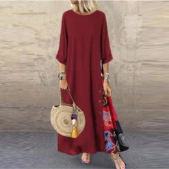 Women's Casual Dress Cotton Linen Dress Swing Dress Maxi Long Dress Print Bohemia Casual Daily Crew Neck Long Sleeve Summer Spring Fall Black Yellow Floral -Slay Clothing Shop a59db9fb 5f84 4712 9362 1f1596850a97
