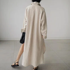 Women's Linen Dress Shirt Dress Casual Dress Maxi Long Dress Winter Dress Daily Holiday Polyester Casual Mature Shirt Collar Button Up Zipper Long Sleeve Summer Spring Loose Fit Pure Color -Slay Clothing Shop a65aefcd 9016 4e6d 830b a7ffdcbe0c76