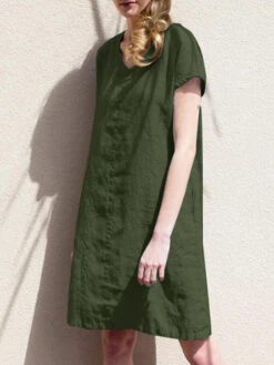 Women's Casual Dress Shift Dress Summer Dress Plain Loose V Neck Mini Dress Active Basic Outdoor Street Short Sleeve Loose Fit Brown Green Dark Blue Summer Spring S M L XL XXL -Slay Clothing Shop a73d77b0 9ccc 4884 952a 8668c90f0a03