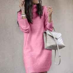 Women's Sweater Dress Winter Dress Shift Dress Mini Dress Pink Yellow Khaki Navy Blue Gray White Long Sleeve Pure Color Knit Winter Fall Turtleneck Stylish Mature 2022 S M L XL XXL 3XL -Slay Clothing Shop a758d1fa e33b 4178 a02e 488ac111d802