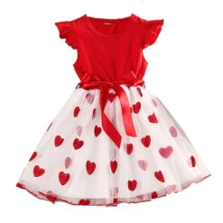 Kids Girls' Dress Solid Color Heart Short Sleeve School Adorable Daily Cotton Knee-length Summer Dress Summer Spring 3-7 Years Red -Slay Clothing Shop a9b8fe37 9077 484d 82c4 cc20a97cbfd5