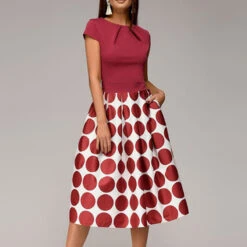 Women's Casual Dress Swing Dress Midi Dress Black Red Blue Short Sleeve Polka Dot Print Summer Spring Crew Neck Classic Party 2023 S M L XL XXL -Slay Clothing Shop aa10dd3f 35c0 4a97 bf11 9d5fcc6148f9