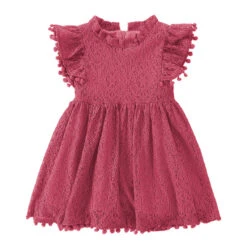 Kids Girls' Dress Party Dress Solid Color Short Sleeve Wedding Special Occasion Birthday Lace Ruffle Elegant Fashion Princess Cotton Lace Knee-length Lace Dress Party Dress A Line Dress Summer Spring -Slay Clothing Shop ab814531 2aac 4da1 9a5b 9177c382728f
