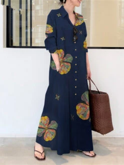 Women's Shirt Dress Casual Dress Cotton Linen Dress Maxi Long Dress Cotton Blend Fashion Casual Outdoor Daily Going Out Shirt Collar Button Pocket Long Sleeve Summer Spring Fall 2023 Loose Fit Yellow -Slay Clothing Shop ab867367 df7a 46ef a0bc d6eab04eb0f0