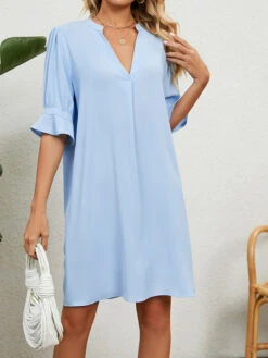 Women's Casual Dress Summer Dress Mini Dress Ruffle Daily Date Going Out Fashion Basic Split Neck Half Sleeve 2023 Loose Fit Black White Wine Color S M L XL XXL Size -Slay Clothing Shop abddfb21 a63b 45a1 a694 7afd4b673438