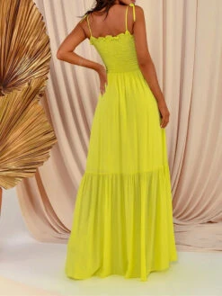 Women's Long Dress Maxi Dress Swing Dress Slip Dress Pure Color Casual Outdoor Daily Going Out Ruched Backless Sleeveless Strap Dress Slim Black Yellow Pink Spring Summer S M L XL -Slay Clothing Shop ac166445 5a82 4d17 ad10 c642485e4289